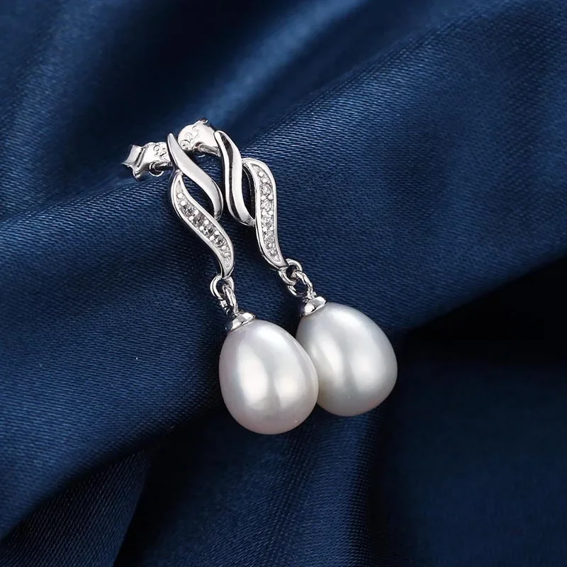 HENGSHENG Pearl Earrings Genuine Natural Freshwater Pearl 925 Sterling Silver Earrings Pearl Jewelry For Wemon Wedding Gift