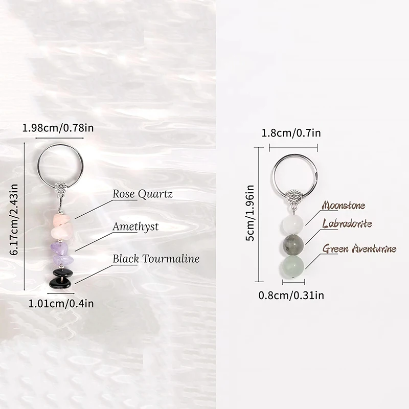 بلورات طبيعية المفاتيح هدية للمبتدئين الجديدة أحجار الشفاء الصغيرة المفاتيح لتخفيف القلق بلورات شفاء #5