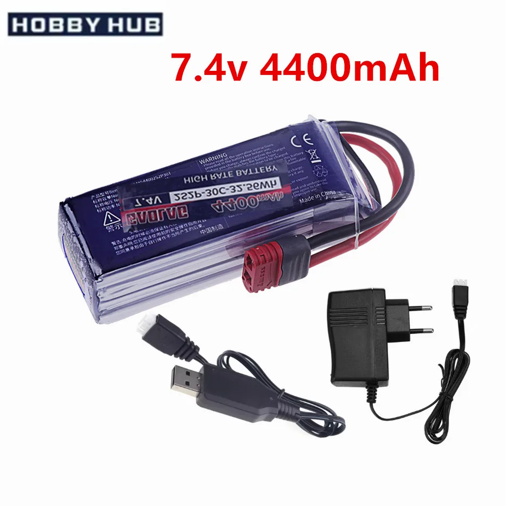 Upgrade 4400 mAh 7,4 V 2S LiPo Batterie Für MJX Hyper Go H16P H16E H16GT H16BM H16PL 14301 14302 14209 14210 RC Auto Mit T Stecker
