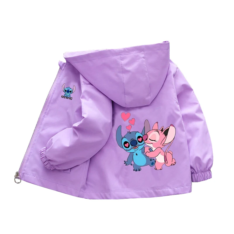 Baby Girls Spring Autumn Frozen Jacket Coats Clothes Little Girls Cartoon Stitch With Hooded Collar Sweatshirt Kids Clothing