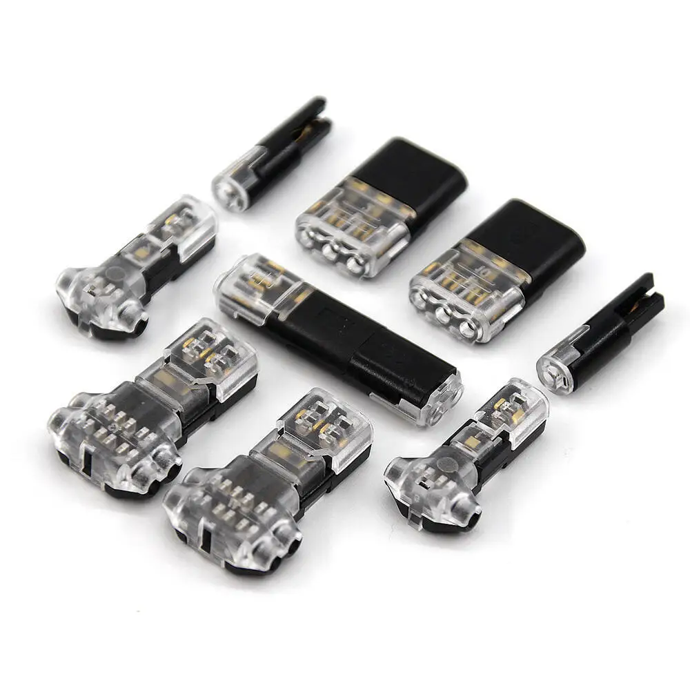2 Pin Way Plug Docking T Type Electrical Connector LED Wire Cable Automotive No Break Lines Connector Strip Terminal Connection