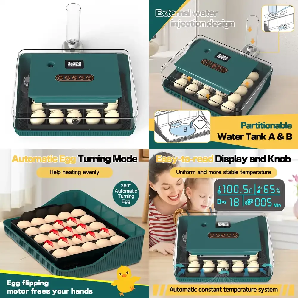 

WONEGG New Fully Automatic 25-Egg High Productivity Bird Duck Goose Turkey Emu Hatchery Egg Incubator Machine for Home Use