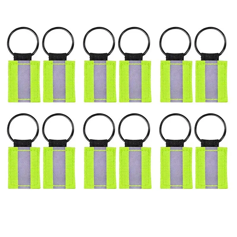 A89E-12Pcs Reflective Keychain High Visibility Reflective Tags Reflective Pendants For Backpack Purse Dog Collar