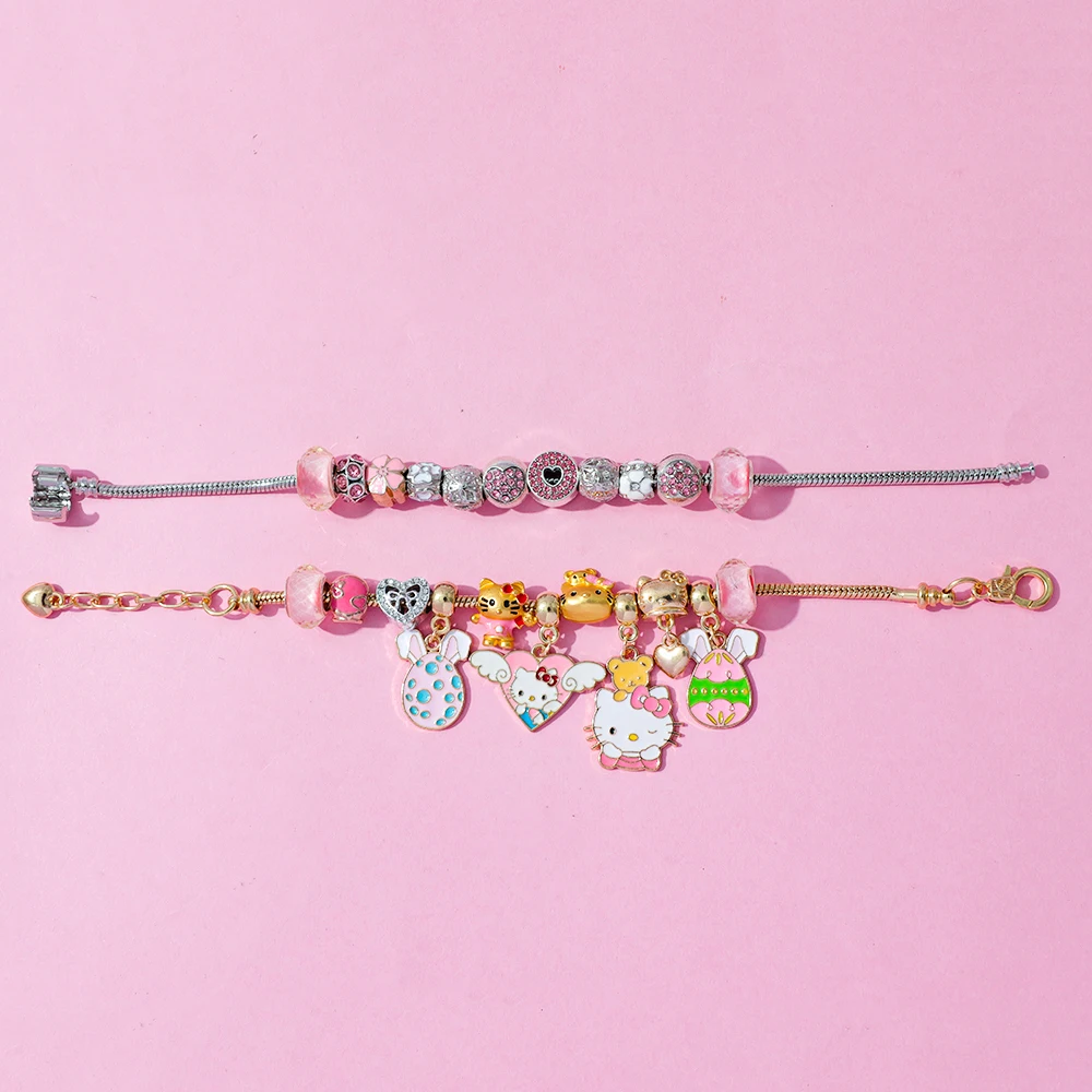 Kawaii Cartoon HelloKitty DIY Armband Emaille Anhänger Perle DIY Blind Box Kreative Spielzeug Schmuck Zubehör Geschenk für Kinder