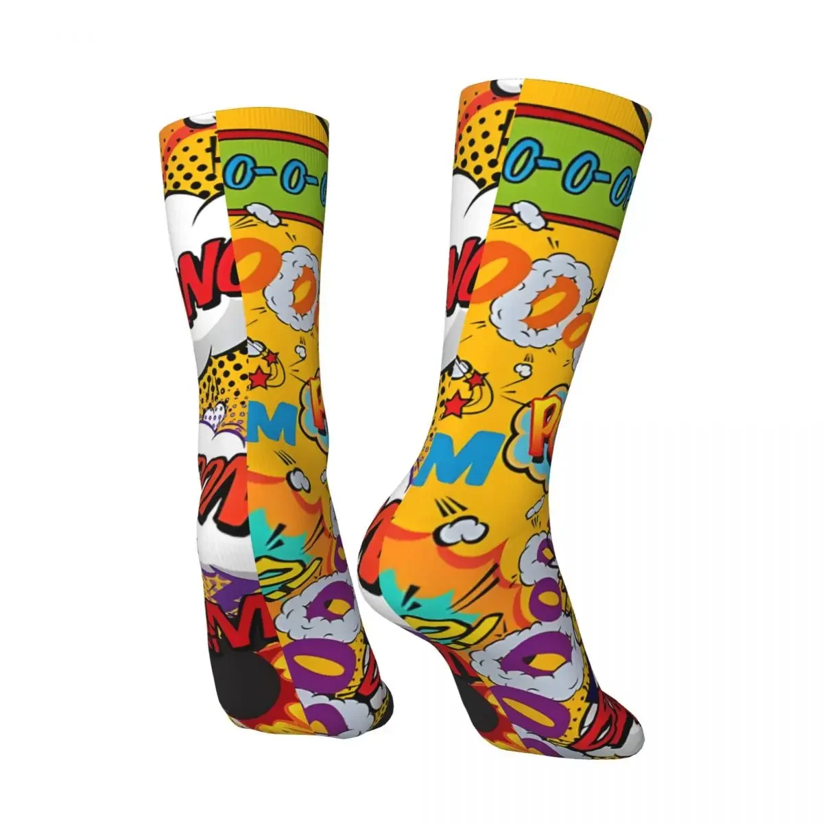 Vintage Comic Book Pop Art Shout Outs Fun Typographic Cartoon Design Men's compression Socks Unisex Harajuku Pattern Printed