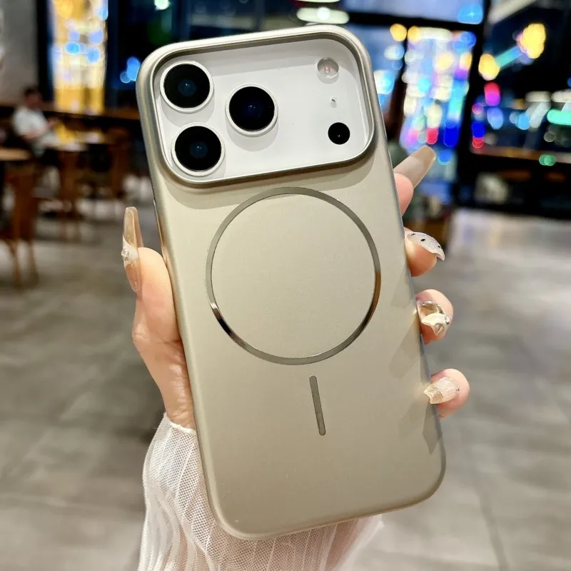 高級マットメタリック超薄型 MagSafe ワイヤレス充電対応ケース iPhone 17 Air 16 15 14 Plus 13 12 11 17 Pro Max ハードカバー