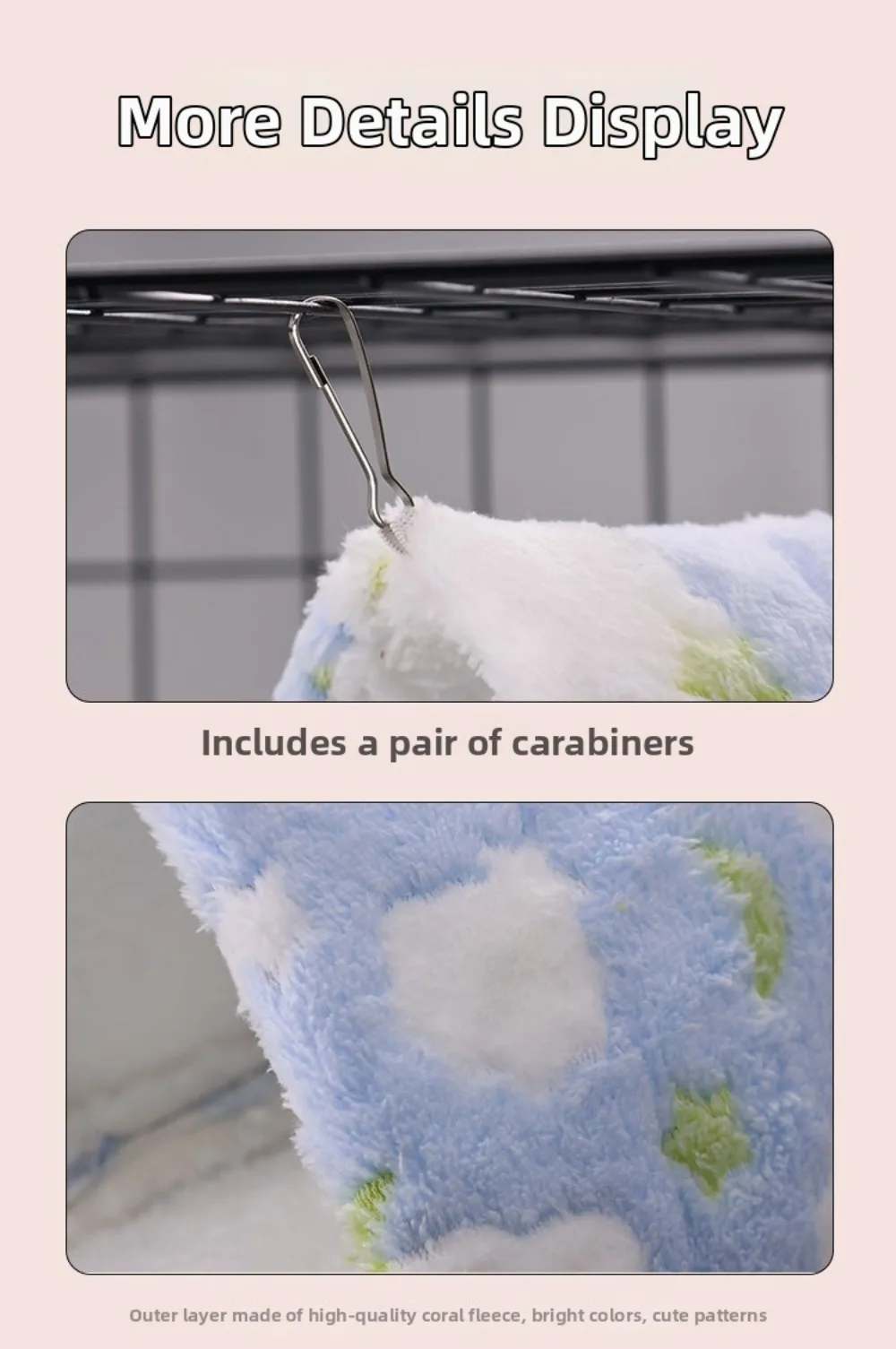 Neues hängendes Plüsch-Papageiennest, warme Baumwolle, großes Fassungsvermögen, gefüllte Vogelhütte, weiches Zelt-Design, Meerschweinchen-Nest für den Winter. – Detail 3