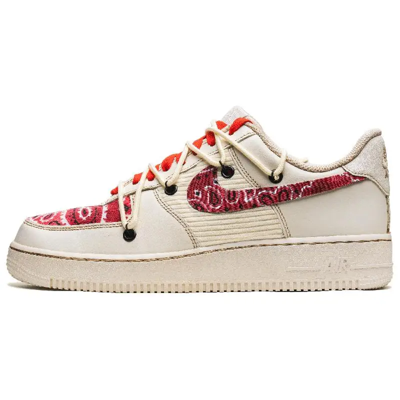 

[Custom Cinnabar is hot.]Nike Air Force 1 Skateboard Shoes Unisex Low-Top Beige Red