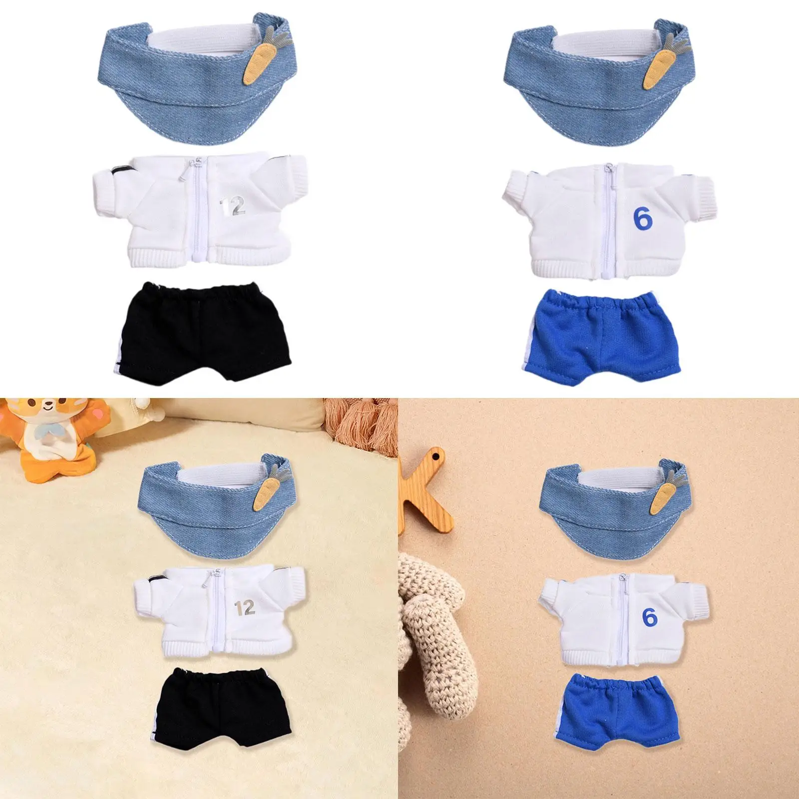 Plush Figure Sportswear and Pants Doll Clothing Photo Props for Kids Imagination Educational DIY Sportswear and Cap with Hat