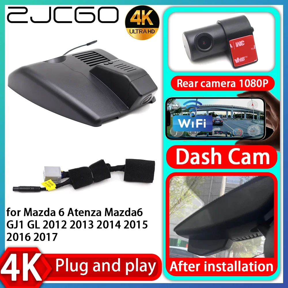 

ZJCGO UHD 4K 2160P Plug and Play DVR Dash Cam Video Recorder For Mazda 6 Atenza Mazda6 GJ1 GL 2012 2013 2014 2015 2016 2017