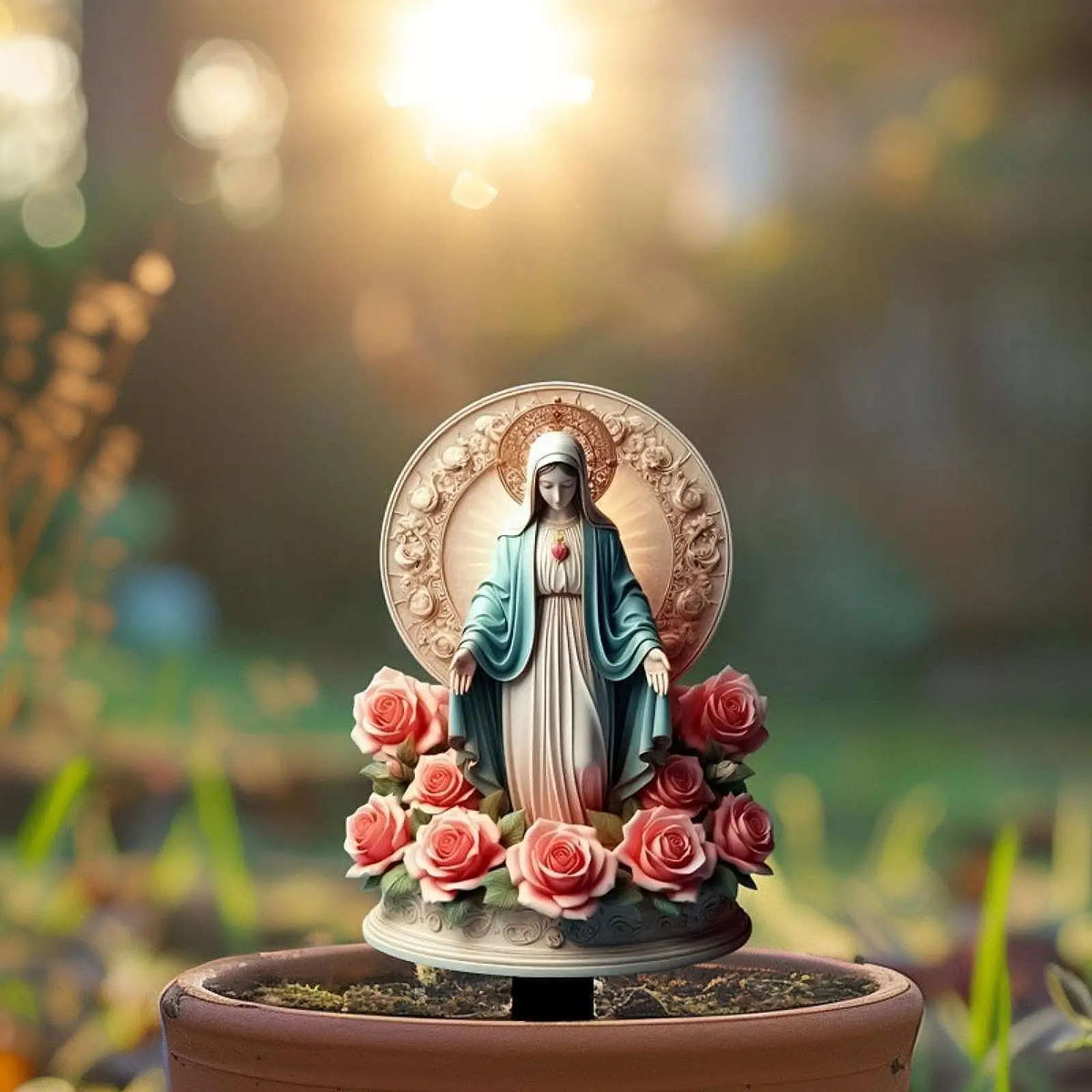 Garden Ornament Blessed Mary Acrylic Statue for Interior House Decoration and Christmas Decor