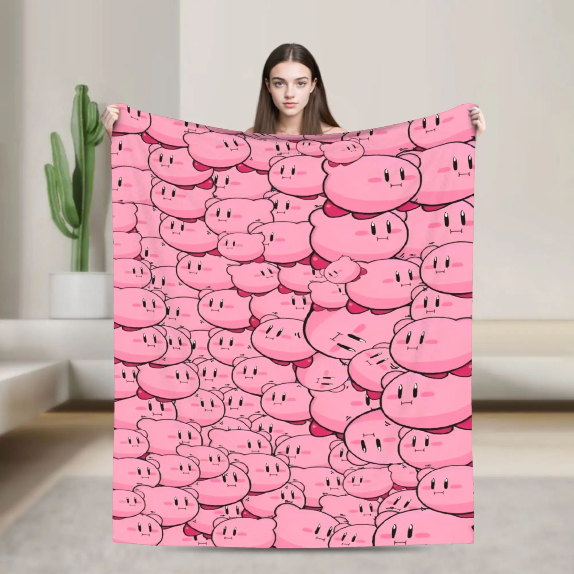 K-Kirbys Cartoon Stars Kawaii Blanket Quality Warm Soft  Throw Blanket Winter Adult Couch Chair Sofa Bed Comfortable Bedspread