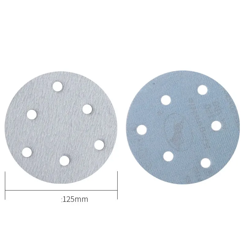 50Pcs 5Inch 125mm Round Sandpaper Six Hole Sanding Disk Set 80-400 Hook & Loop Abrasive Sander Paper Use For Car Polishing