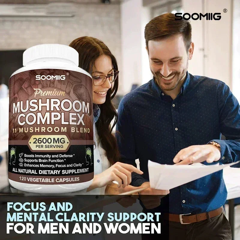 Mushroom Complex Capsules - Brain Health and Memory Booster, Focus Function, Clarity Nootropic Supplement