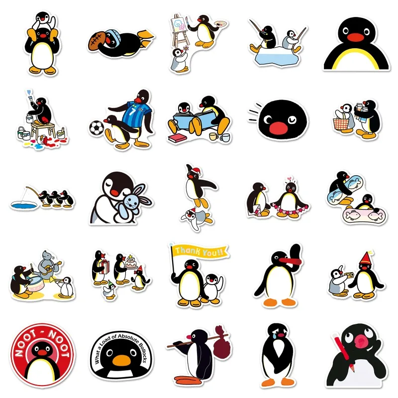 50pcs PINGU Animated Stickers Suitcase Stationery Water Cup Mobile Phone Scooter Laptop Refrigerator Decorative Stickers