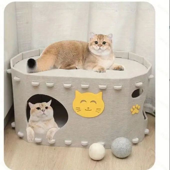 

Pet nest cat paradise wear-resistant, anti-scratch and anti-chip, double-layer large space felt cat nest in all seasons