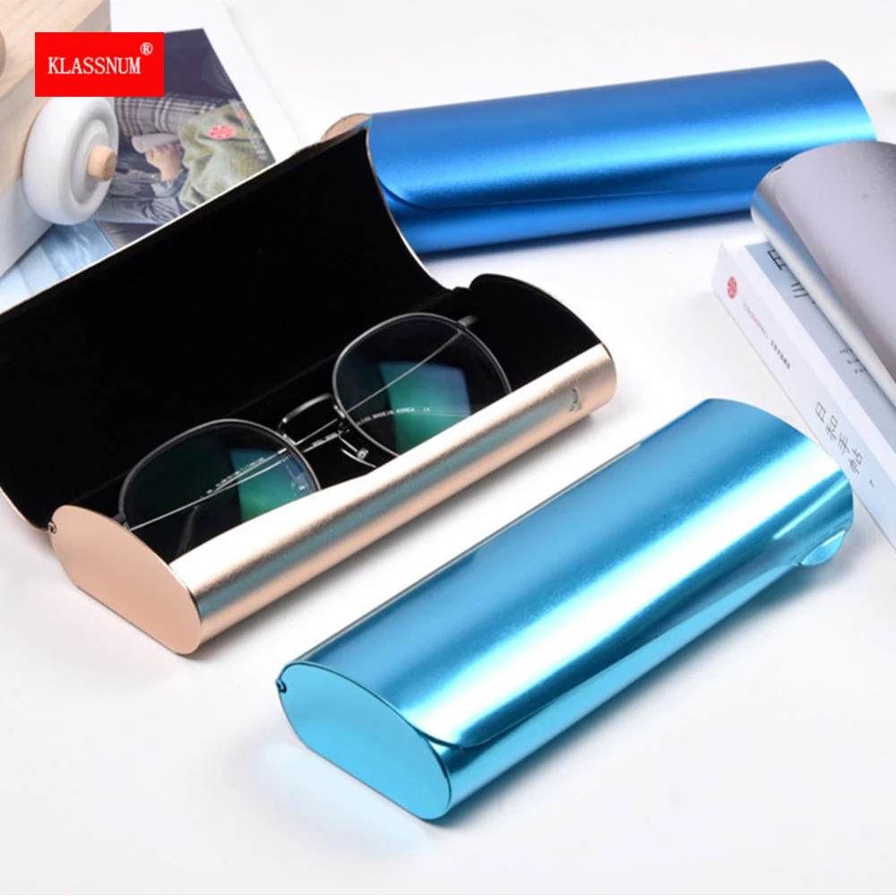 Metal Color Glasses Case Hard Storage Box Aluminum Alloy Frosted Myopia Sunglasses Case Male Female Optical Compression Cover