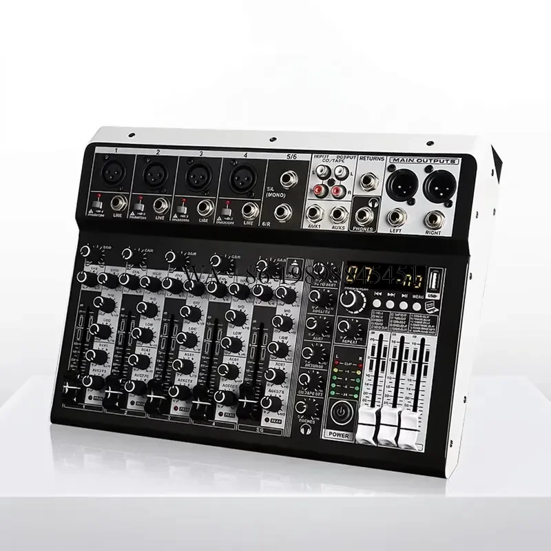 WMWMNU KP-6 Small Mixer Professional Audio Mixer 6-Channel Dj Controller Console DSP Digital Effects for Small Show Live