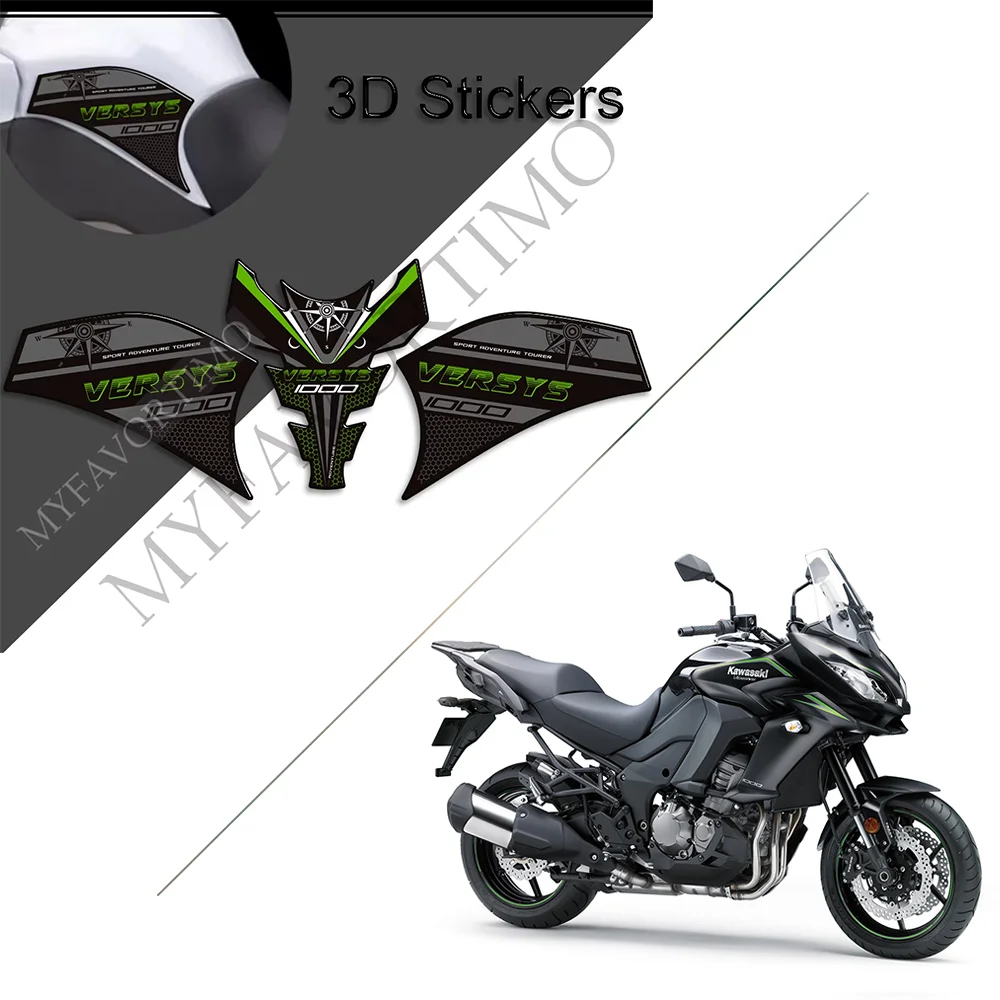 For Kawasaki VERSYS 1000 SE LT Stickers Touring Trunk Luggage Cases Side Tank Pad Gas Fuel Oil Kit Knee Decals Protector