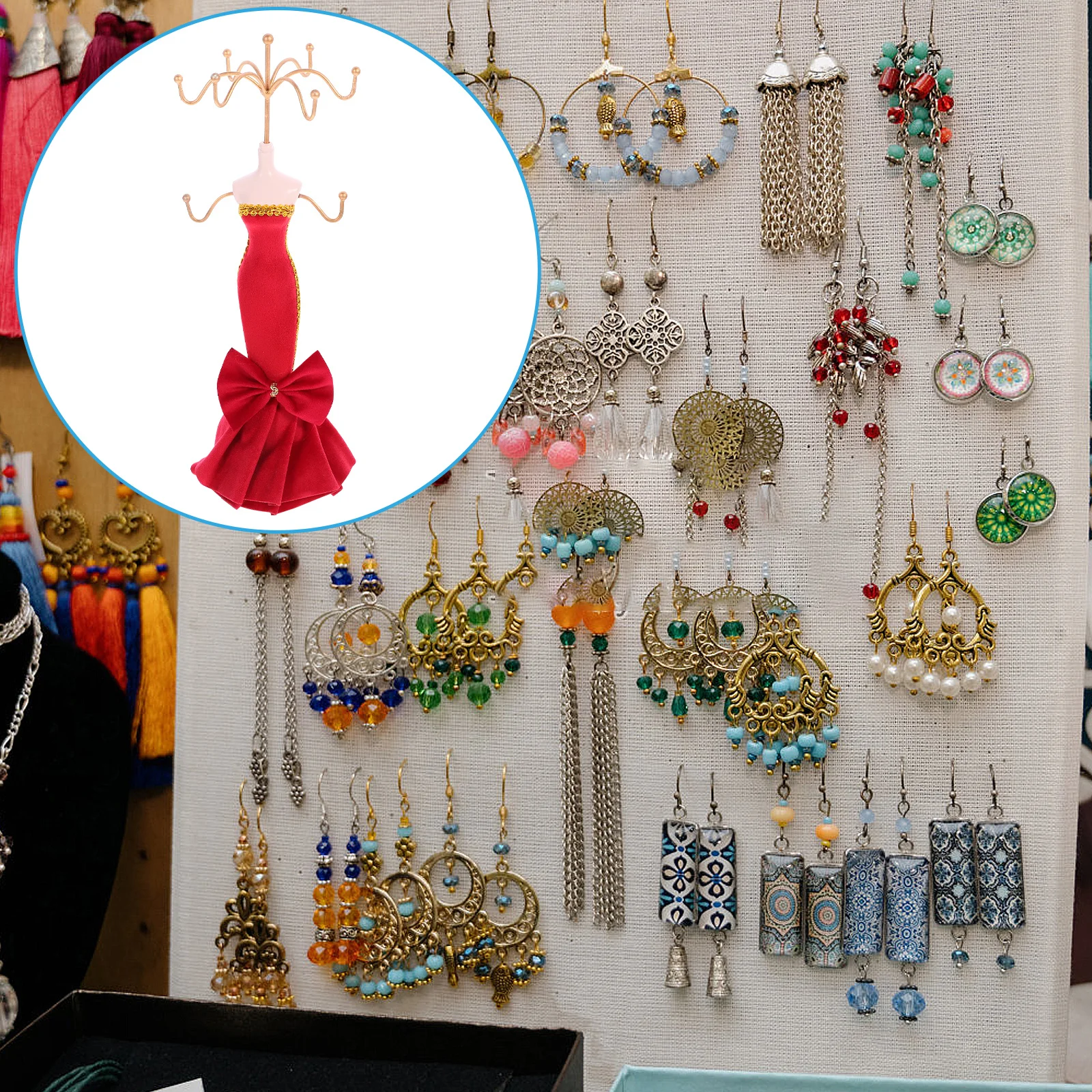 Présentoir à bijoux Unique, cintre pour colliers, boucles d'oreilles, organisateur en tissu de résine de fer Durable, porte-bijoux pour l'affichage et la maison