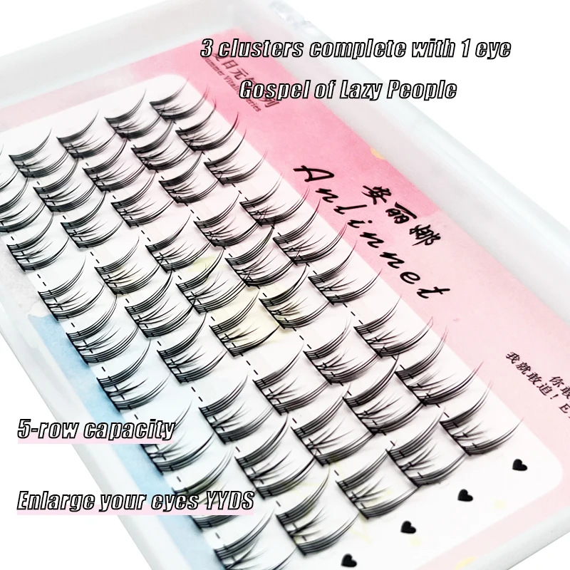 5 rangées/3 rangées de trilogie paresseuse cils chat elfe faux cils bricolage cils débutant faux cils outil