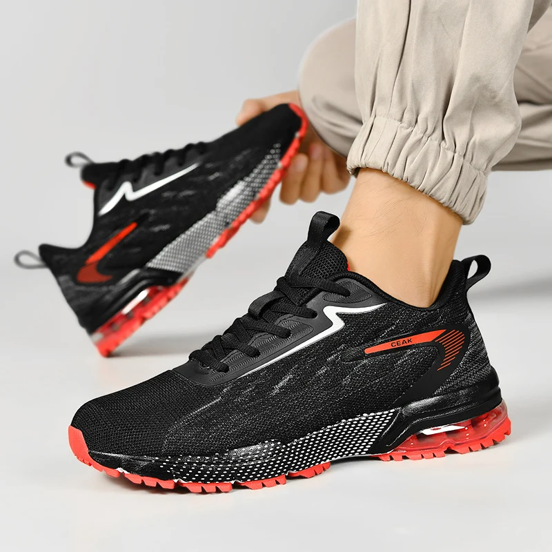 

Sports and leisure shoes, men's shoes, marathon oversized air cushioned shoes, fly woven all season rubber, wear-resistant, anti