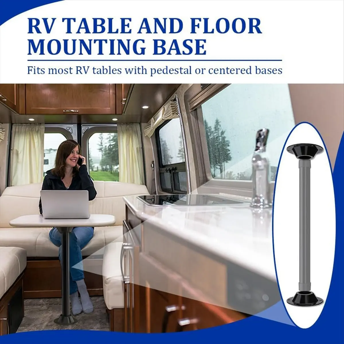 AT16 2 Pack RV Table Base, RV Pedestal Table Base Flange, Table Leg Base Mount Flush, Table Floor Mounting Base Plate