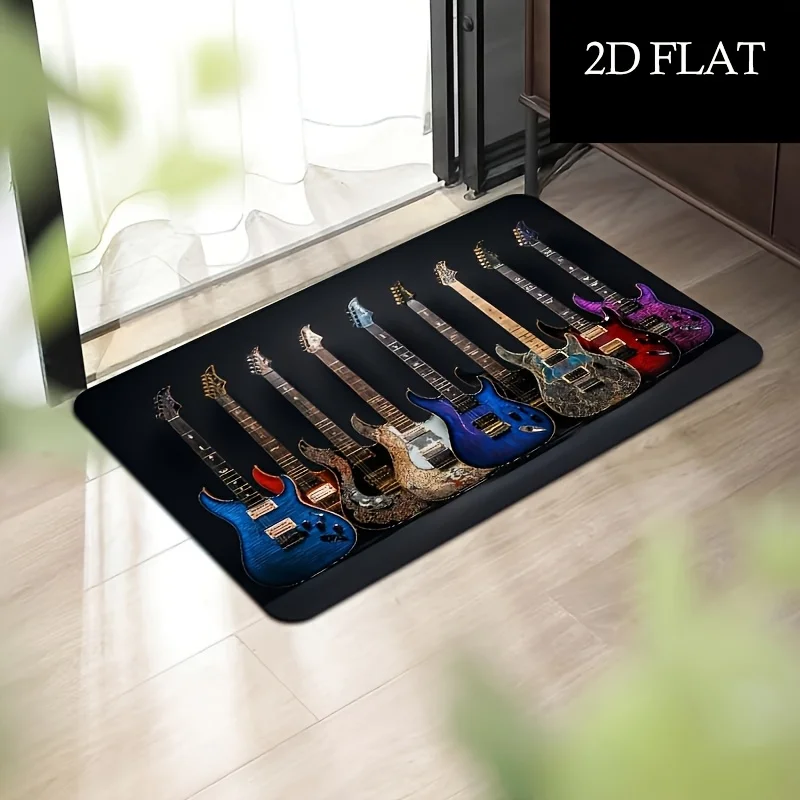 Guitar Design  Yoga Mat Workout Rug Hallway Entrance Pet Paw Pad Decorative Floor Cover  Guitar Design Yoga Mat