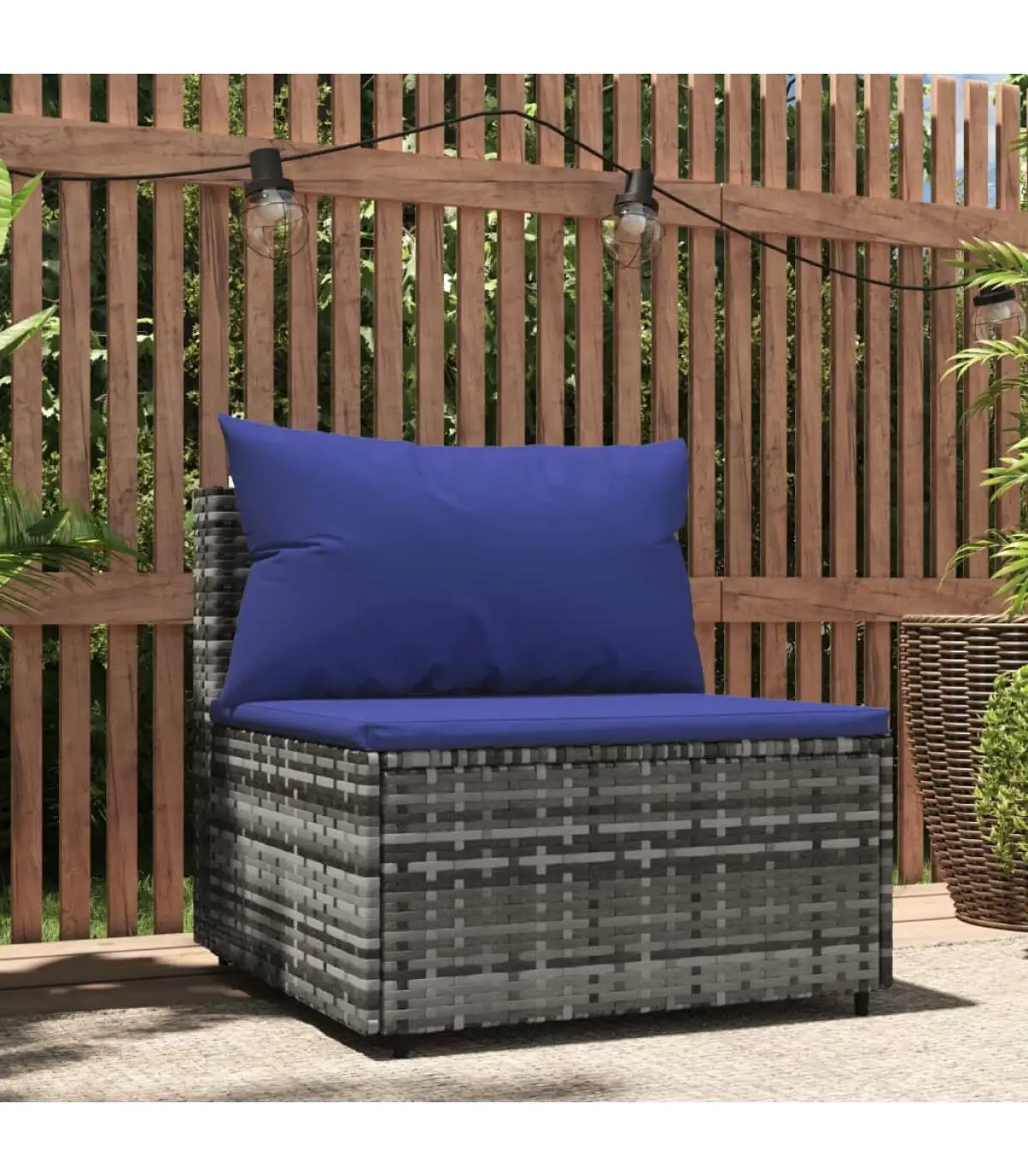 Outdoor sofas central garden sofa with gray synthetic rattan cushions