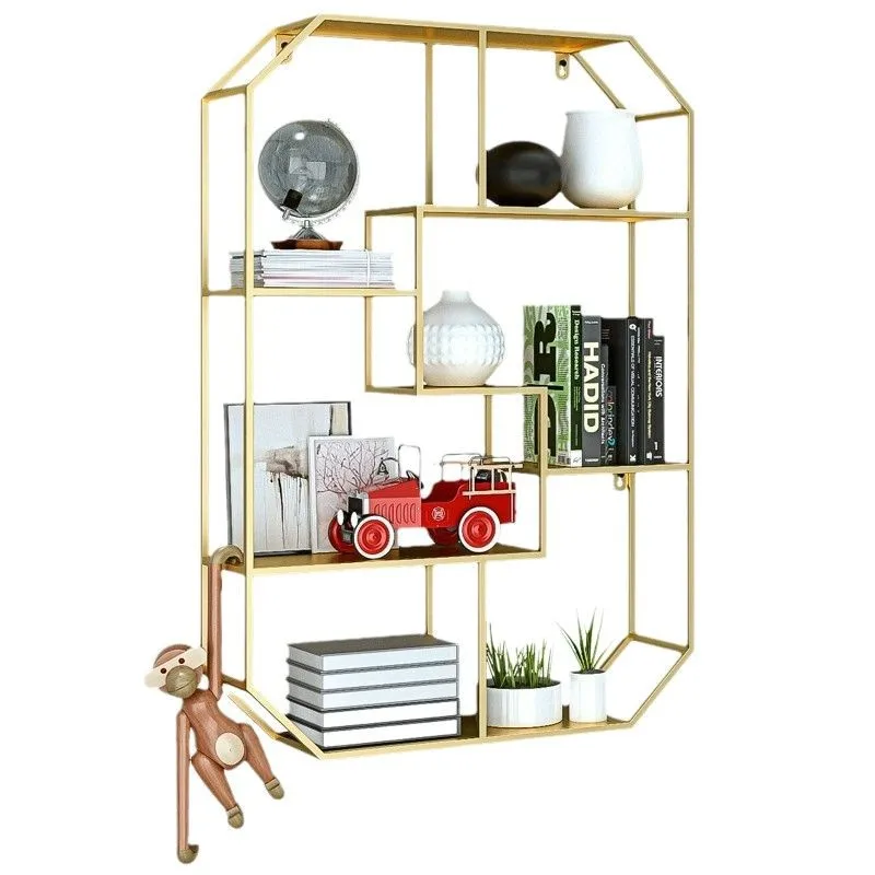 

Creative geometric shape shelf, living room wall decorative shelf, milk tea shop cafe storage rack