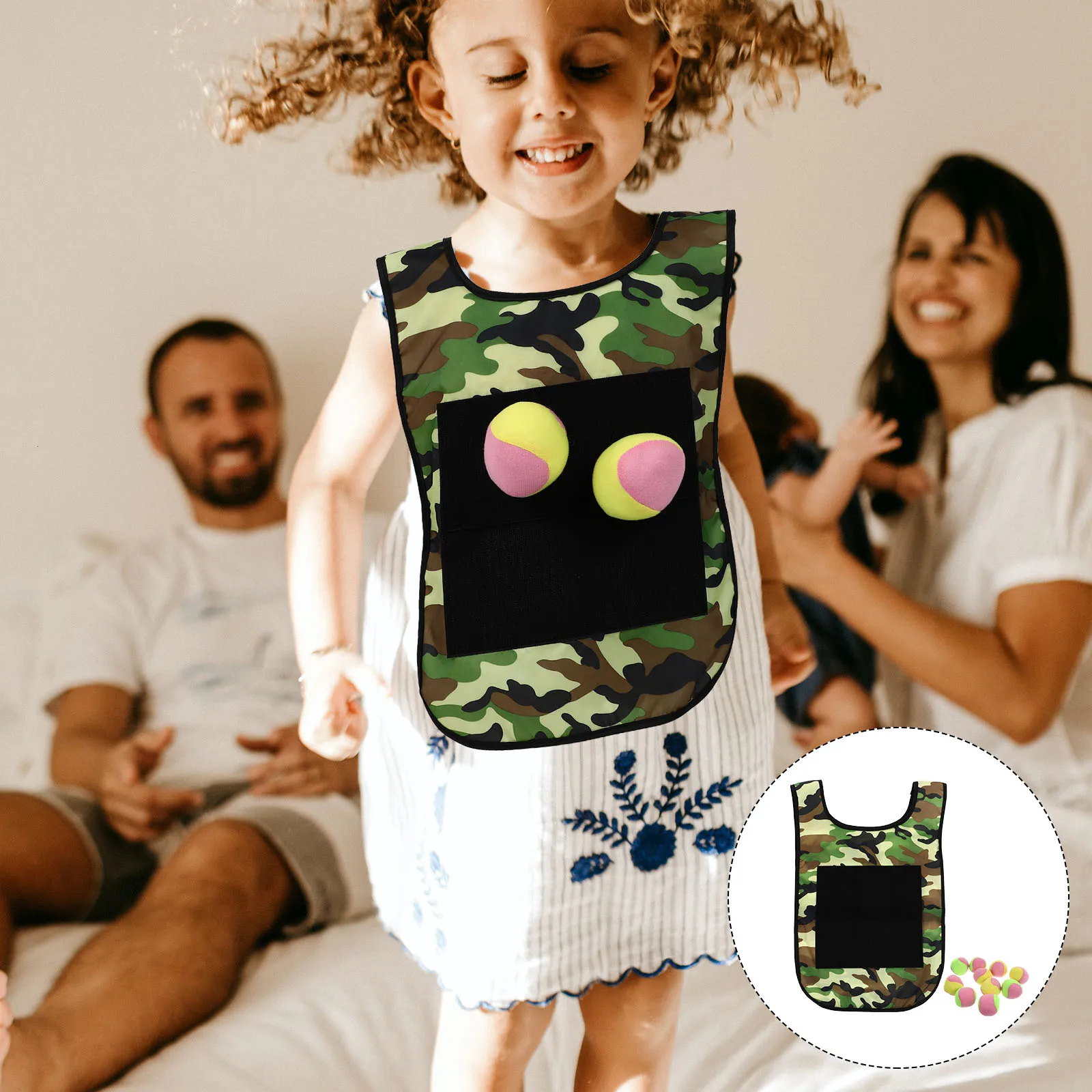 2 set di gilet appiccicoso per bambini, palla da esterno, giocattolo interattivo genitore-figlio che gioca con il gioco di Oxford in stoffa per bambini