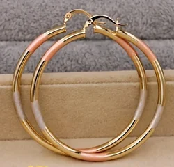 Classic Simple Hoop Earring for Women Gold Color Geometric Pattern Suit Various Occasions Metal Versatile Female Jewelry