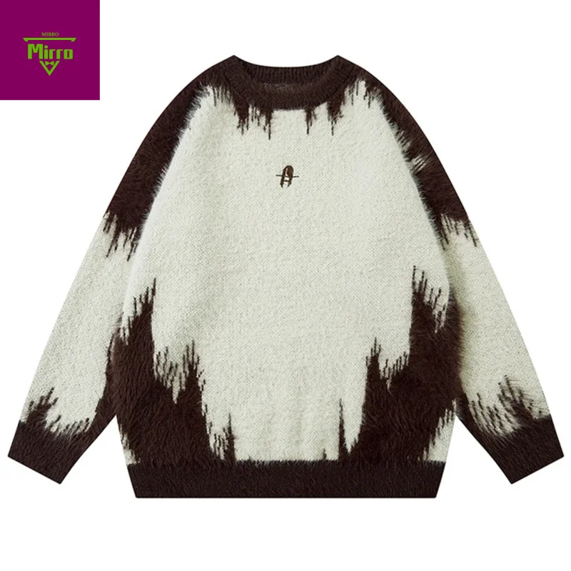 

Men Oversized Y2K Sweaters Streetwear Harajuku Hip Hop Sweaters Knitted Jumpers Casual Loose Sweaters Knitwear