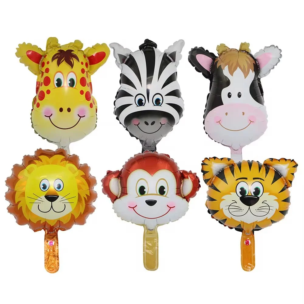 6PCS/PACK 16IN Mini Animal Head Forest Party Aluminum Film Decorative Balloon