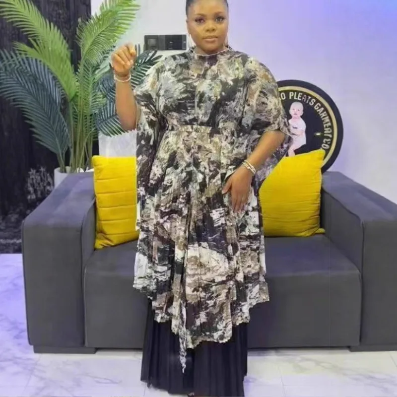 미야케 플리츠 팬츠 플리세 여성 2025 프린트 루즈 디자인 감각 가을 신상 하이웨이스트 스트레이트 팬츠 스키니 캐주얼 팬츠