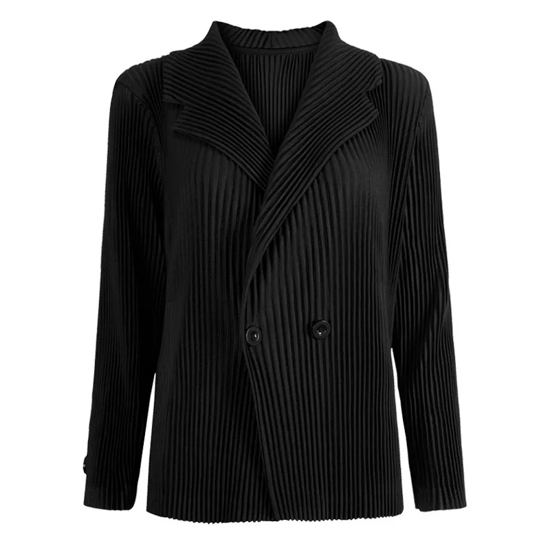 YUDX Miyake Pleated Suit Loose Large Size Lapel Jacket Cardigan Women\'s Commuting Lazy Short Paragraph Suit Blouse 2023 Fall New