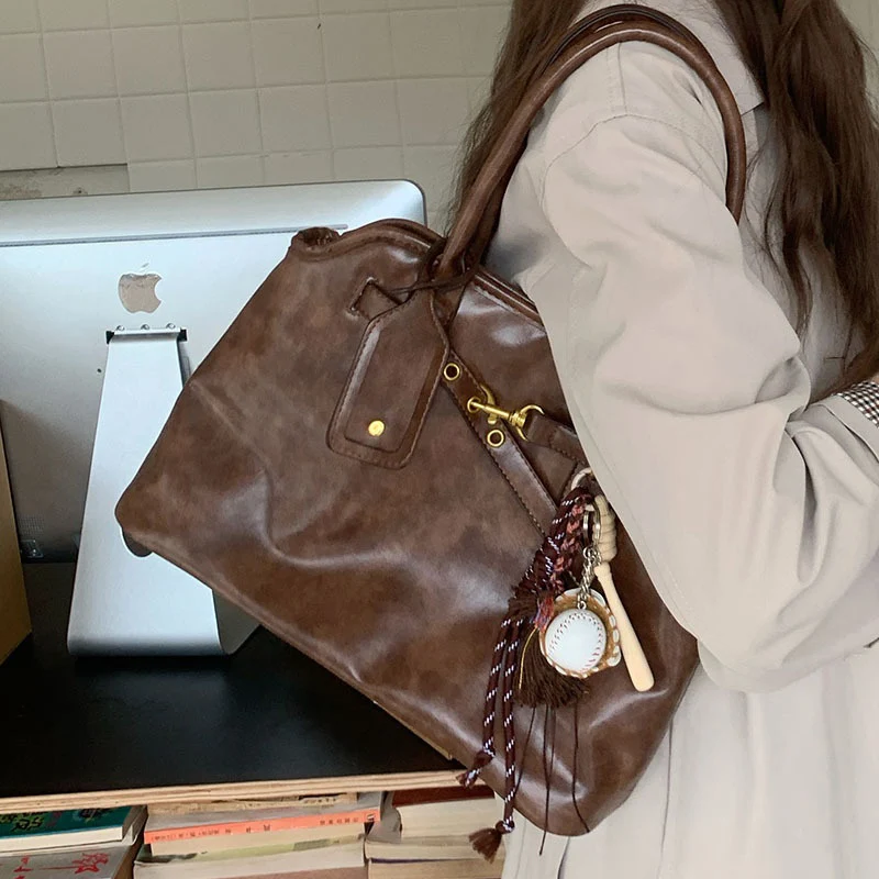 

2026 Women Vintage Lazy Style Handbag Female High Quality Versatile Tote Bag Lady Simple Niche Design Shoulder Bag