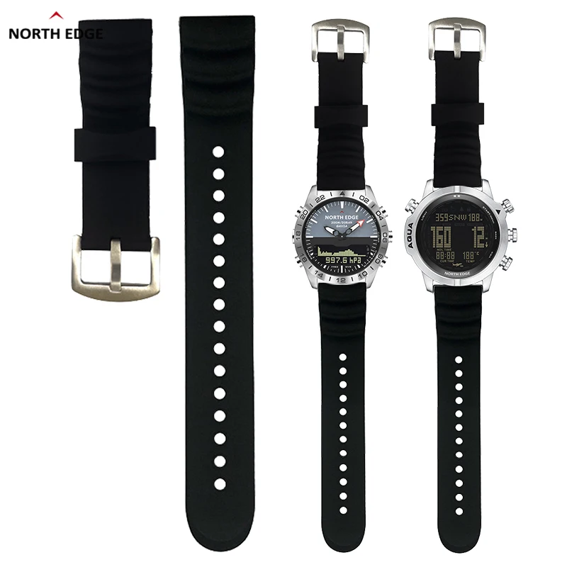 

NORTH EDGE 24MM Fishing Diving Smart Watch Silicone Non-Slip Extension Strap GAVIA AQUA Dive Long Watch Strap