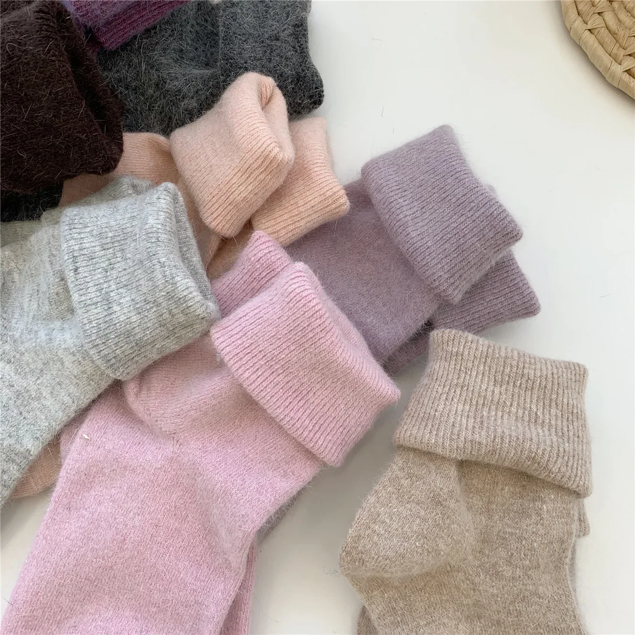 

25% Rabbit wool Socks Women Autumn Winter Thicken Warm Solid Color girl Long Sock Cashmere Thermal Homewear Floor Sleeping Socks