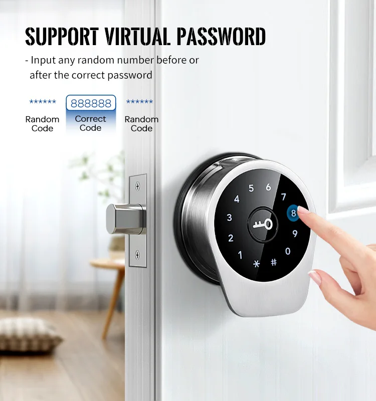 Keyless Entry Door Lock Touch Access Code Rfid Card chiave meccanica App telecomando blocco automatico sicurezza per la casa e l'hotel