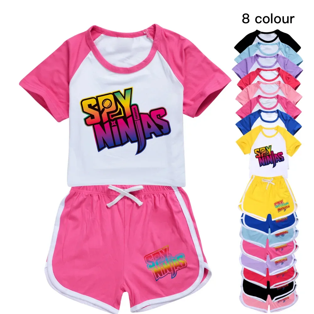 

SPY NINJAS Girls Boys Summer Clothing Set Kids Sports T Shirt +Pants 2pcs Set Baby Clothing Comfortable Outfits Pyjamas 2-16Y