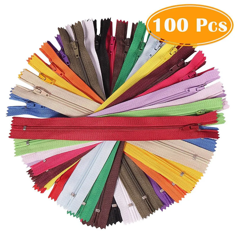 100Pcs 20/30 cm Nylon Zipper Pocket Pants Process Closed End Color Zipper DIY Handcraft Cloth Sewing Accessories  For Clothing