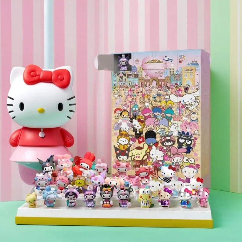 Sanurgente Kawaii Anime Mystery Box pour enfants, calendrier de l'avent de Noël, Hello Kitty, Kuromi My Melody, Cinnamoroll Figures, Toy Gift