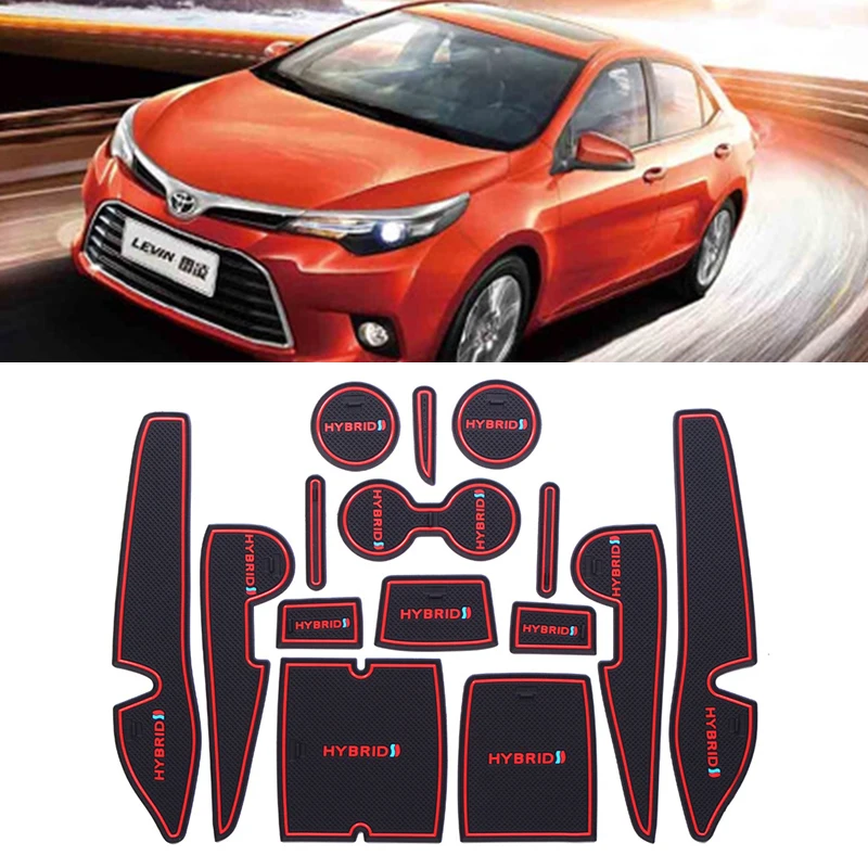 

15 pcs Car rubber anti-slip mat coaster Door Slot Mat Set For Toyota Corolla dual-engine levin dual-engine 2016-2019 accessories