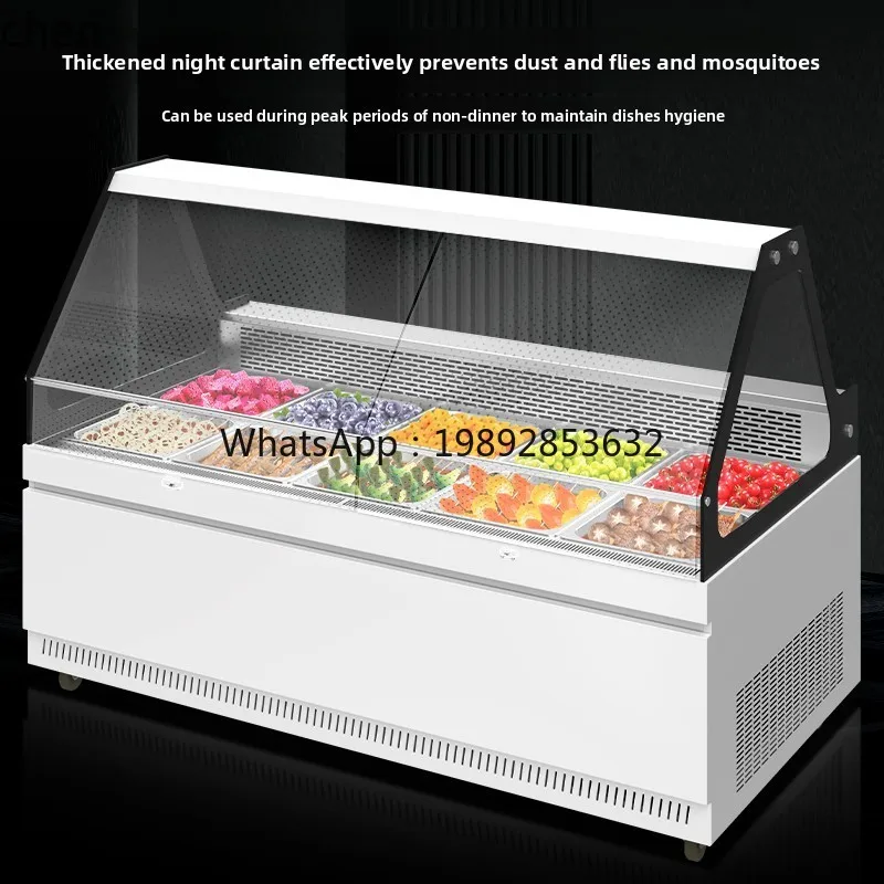 HXL وعاء بارد تجاري، وعاء عرض الدجاج، خزانة طعام مطبوخة، خزانة حفظ الطعام الطازج، ثلاجة الفاكهة