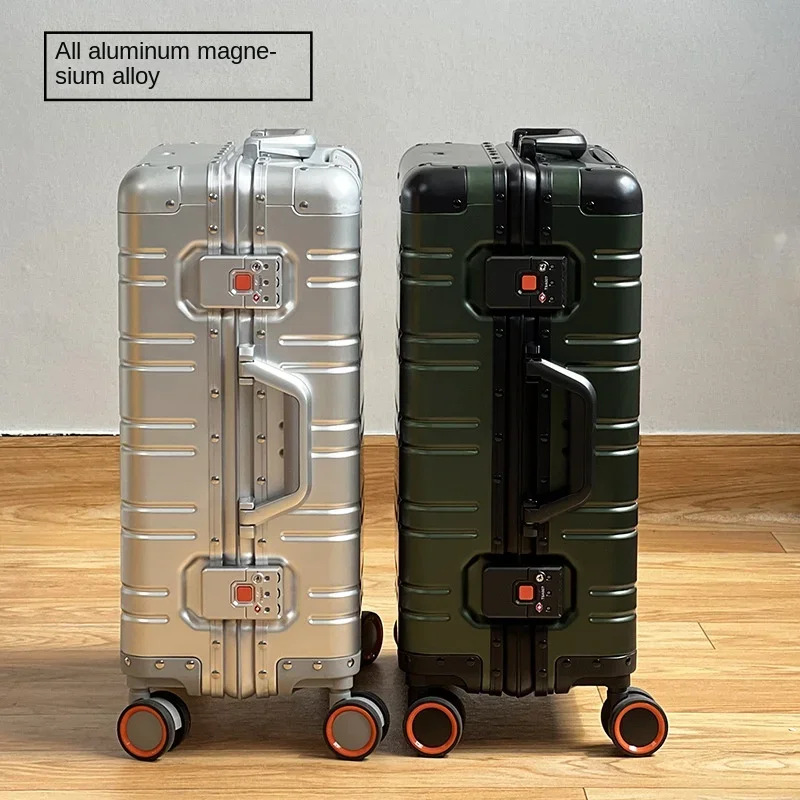 Aluminum Magnesium alloy trolley, universal wheels, business luggage, metal password, boarding bag