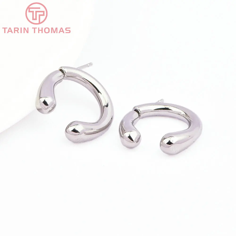 (7087) 2PCS 19x18MM 24K Gold Farbe Messing U Förmigen Stud Ohrringe Hohe Qualität Diy Schmuck Erkenntnisse zubehör Großhandel