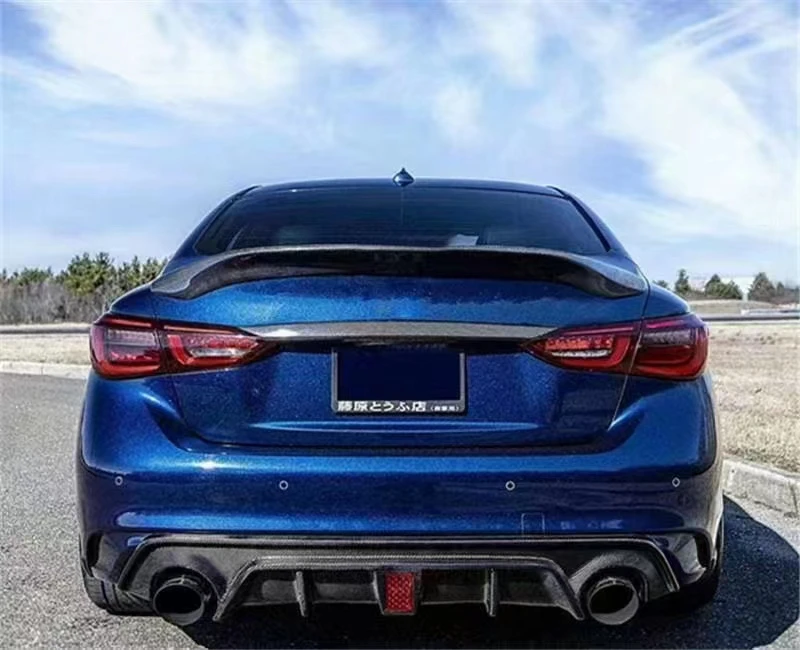 

High Quality Carbon Fiber LED Light Diffuser Rear Lip Spoiler FOR Infiniti Q50 Q50L Q50S 2014-2017 2018-2021