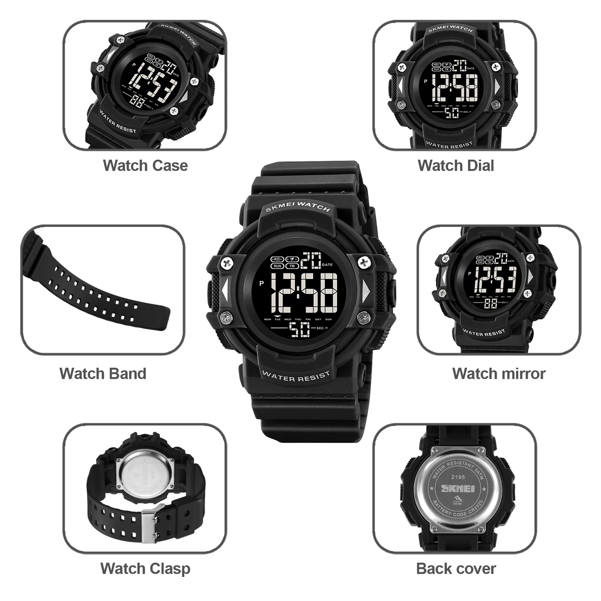 SKMEI Japan Digital Movement Countdown Sport Watches For Men 50m Waterproof Back Light Display Stopwatch Wristwatch reloj hombre