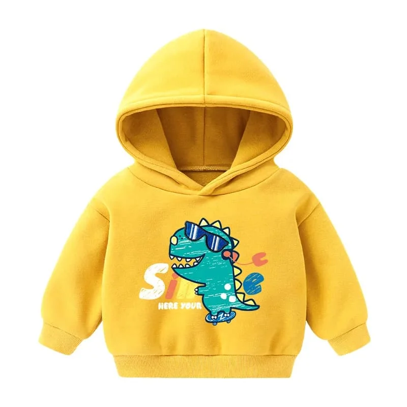 Autumn/Winter Children's Hooded Sweatshirt - Cartoon Cute Dinosaur Boys' and Girls' Baby Loose Comfortable Hooded Shirt